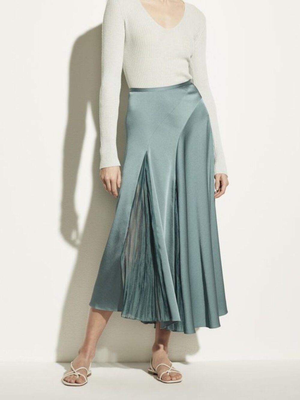NWT Vince Asymmetric Paneled Midi Skirt Celadon Green Size 2, 4 $345‎